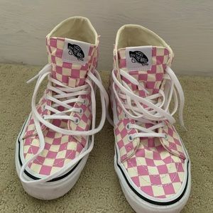 Pink and white checkered vans